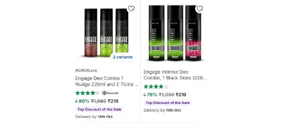 Upto 80% Off On Engage Deo Combos