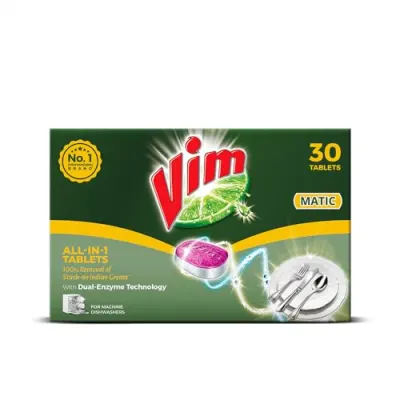 Vim Matic Dishwasher tablets All-In-One (Pack of 30) I Removes Tough Indian Grease I Designed By India's No.1 Dishwashing Brand at ₹375