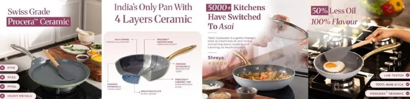 Grab : Upto 21% Off On Asai Ceramic Pan & Tawa + Apply Coupon