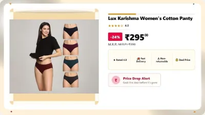 Lux Karishma Women's Cotton Panty, 5 Pcs at ₹295