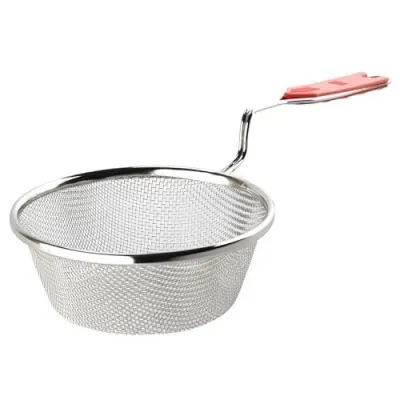 Kuber Industries Stainless Steel Deep Fry Strainer For Kitchen - 6 No. Oil Cooking Jhara/Filter/Channi For Chips & Pasta - Silver & Red 39X1 at ₹250