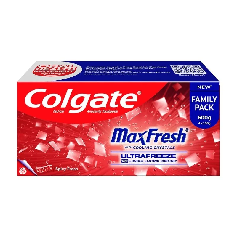 Colgate MaxFresh Toothpaste, Spicy Fresh Red Gel paste with Menthol for Super Fresh Breath, 600gm, Saver Pack at ₹788