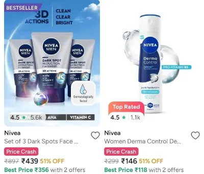 Nivea min 50% off