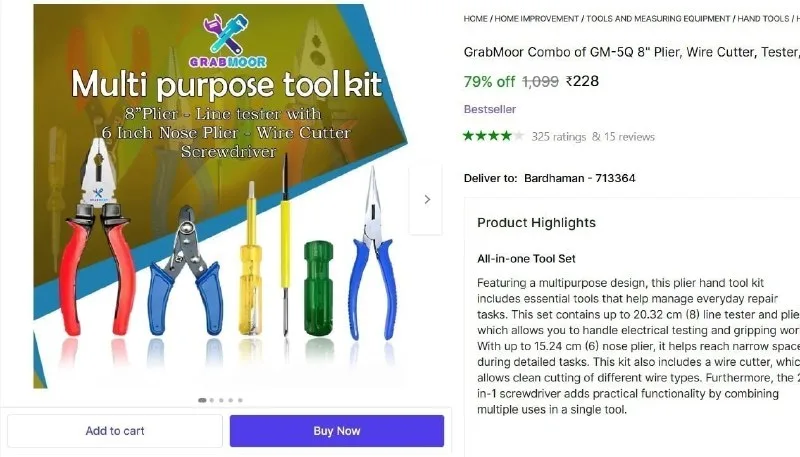 Hand Tool Kit (5 Tools) at ₹228