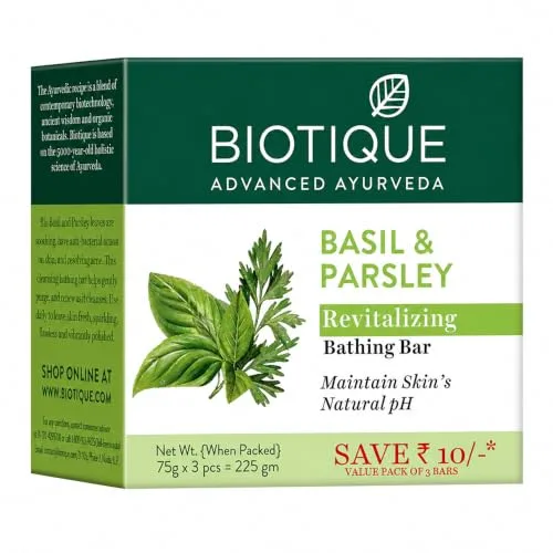 Biotique Basil & Parsley Revitalizing Bathing Bar| Ayurvedic and Organically Pure| Maintains Skin’s Natural pH |100% Botanical Extracts| Sui at ₹97