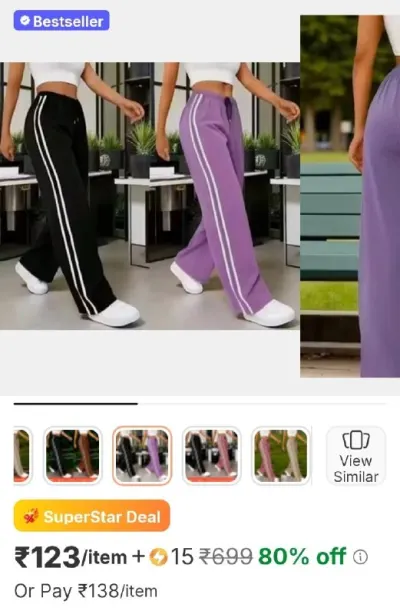 Monteiro striped women black, purple track pants at ₹123