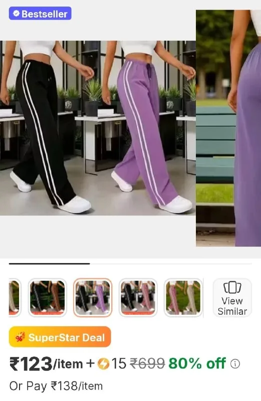 Monteiro striped women black, purple track pants at ₹123