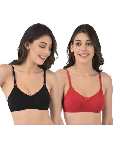 Softline Women's Cotton Blend Wire-Free Non-Padded Cut & Sew | Full Coverage Bra Combo | Comfortable & Supportive Everyday Wear (Pack of 2) at ₹179