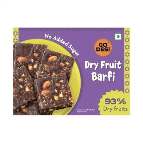 GO DESi Dates Dry Fruit Barfi - 200 grams | 93% Dry Fruits at ₹235