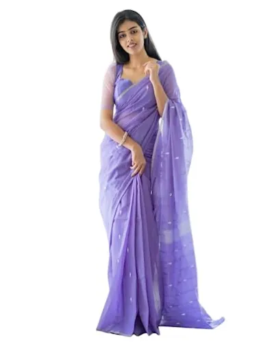 SGF11 Women's Kanjivaram Soft Cotton Linen Silk Saree With Blouse Piece at ₹474