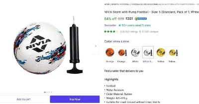 NIVIA Storm with Pump Football - Size: 5 at ₹331