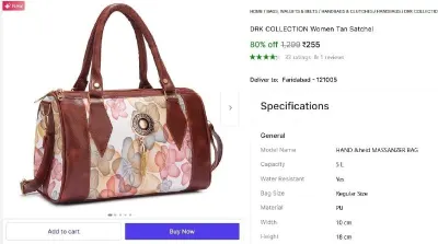 Women Tan Satchel at ₹255