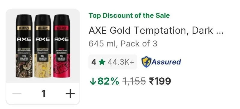 AXE deodrant Pack of 3 at ₹199
