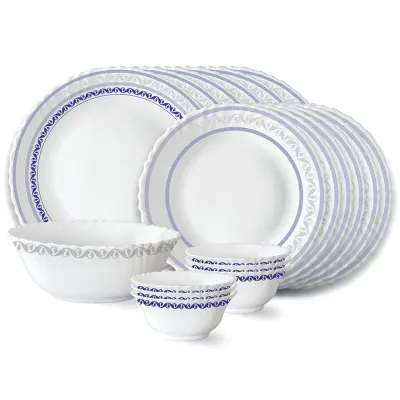 Larah by Borosil Jazzblue Fluted Series Opalware Dinner Set at ₹1,349