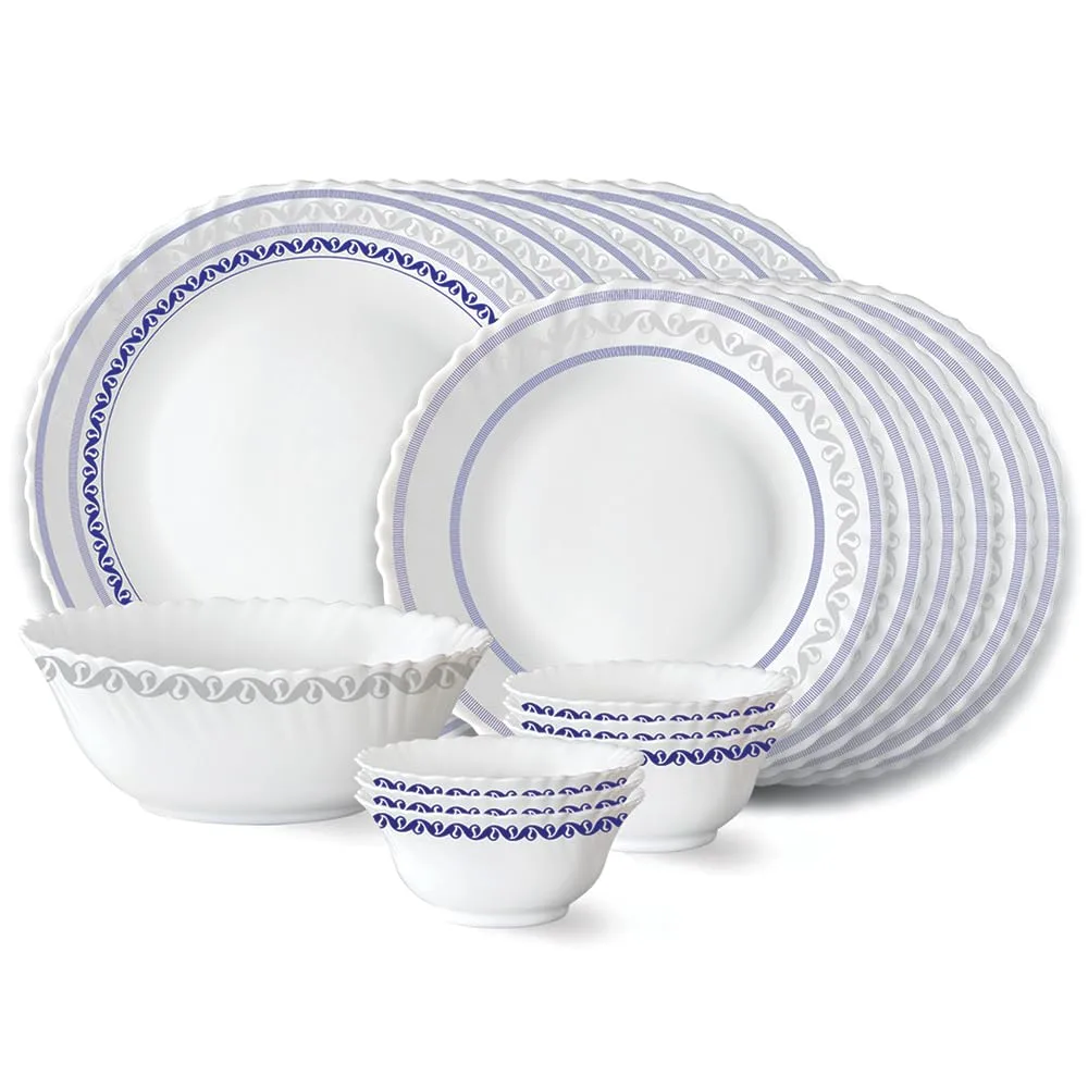 Larah by Borosil Jazzblue Fluted Series Opalware Dinner Set at ₹1,349