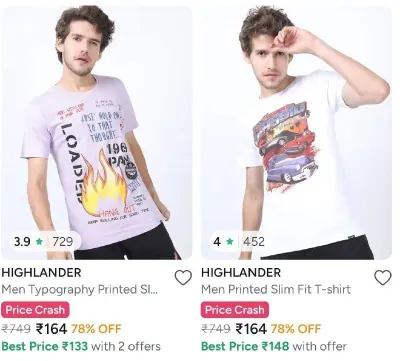 Upto 89% Off On Highlander Men Clothing