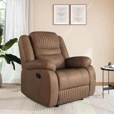 Amazon Brand - Solimo Restora | Single Seater Sofa Recliner | Manual Recliner (Velvet_Brown at ₹9,000