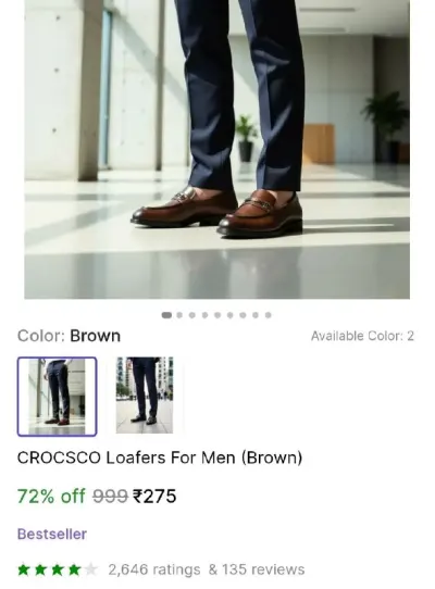 Loafers For Men (Brown) at ₹275