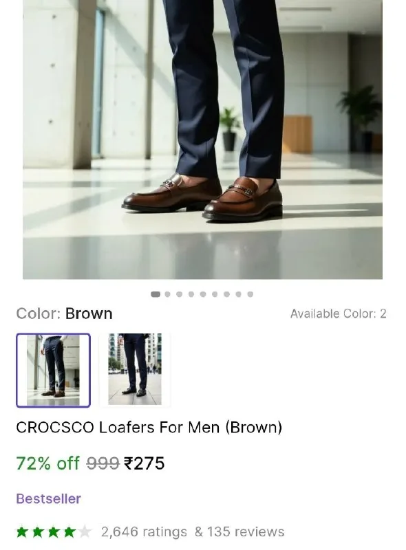 Loafers For Men (Brown) at ₹275