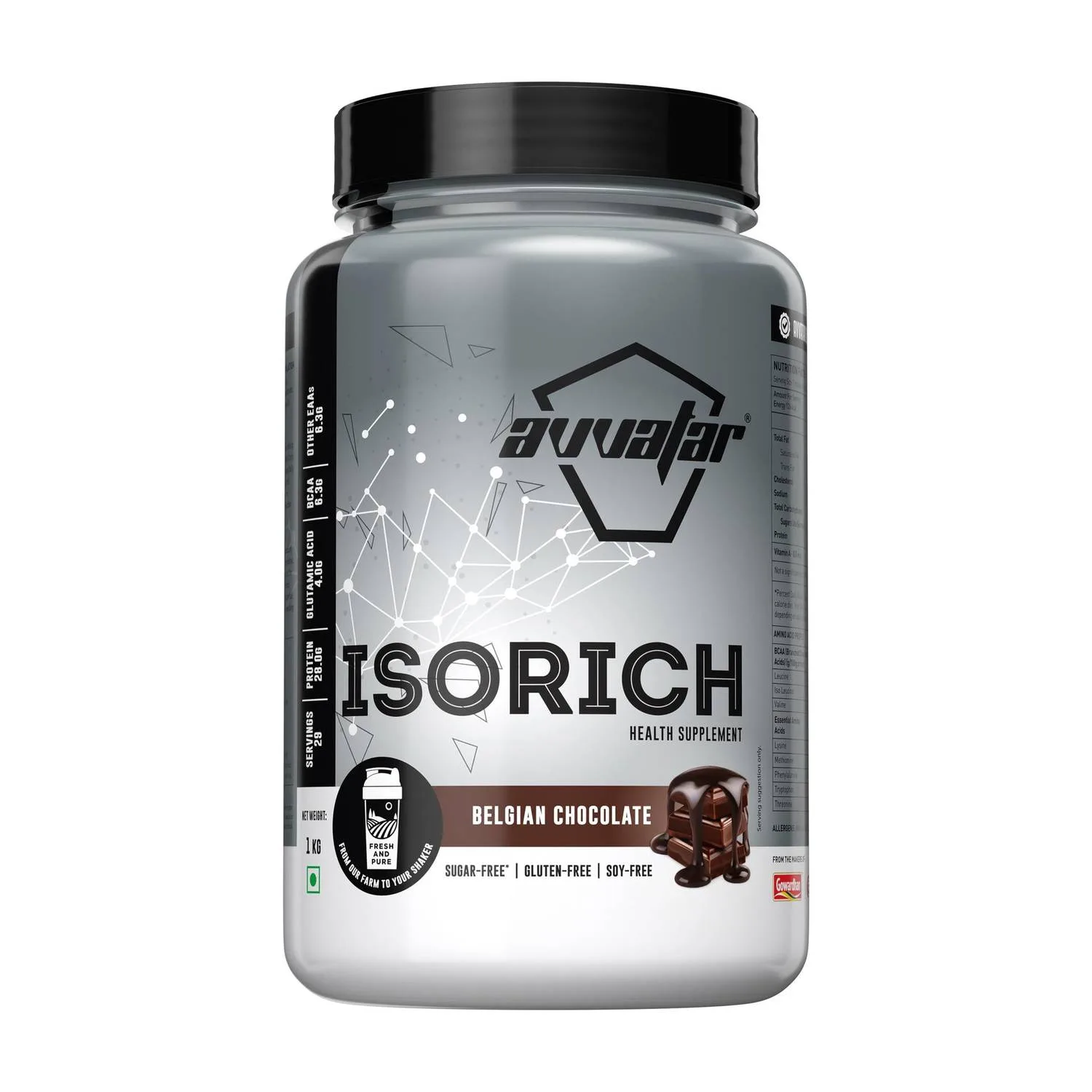 Avvatar Isorich Whey Protein Isolate (1 kg, Belgian Chocolate) at ₹4,964