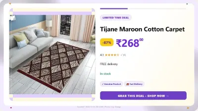Maroon Cotton Carpet (121 cm X 182 cm) at ₹268