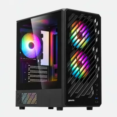 Geonix Blaze Box Gaming Cabinet, 3 Pre-Installed ARGB Fans, Black at ₹1,899