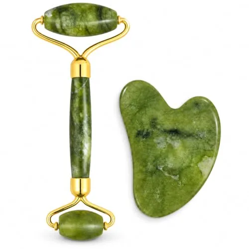 Green Stone Face Roller and Gua Sha Set for Women & Men, Dua at ₹168