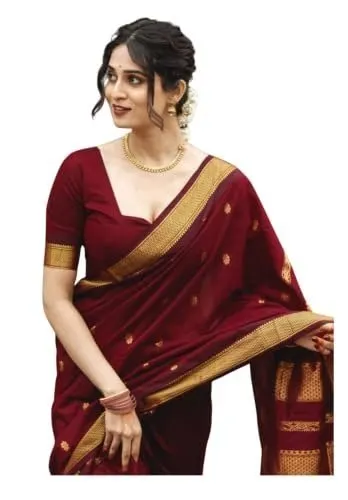 Women's South Indian Art Silk Saree With Blouse Piece For Tr at ₹699