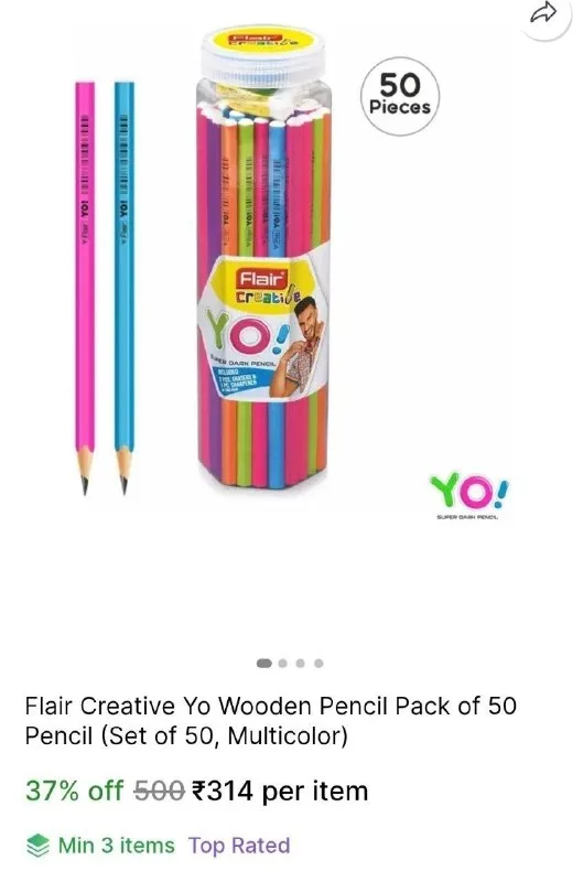 Wooden Pencil Pack of 50 Pencil at ₹314