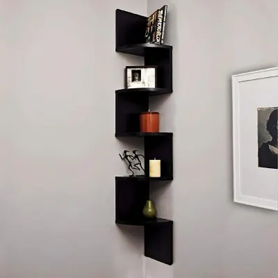 Dime Store Wooden Wall Shelves | Corner Hanging Shelf for Living Room Stylish at ₹569
