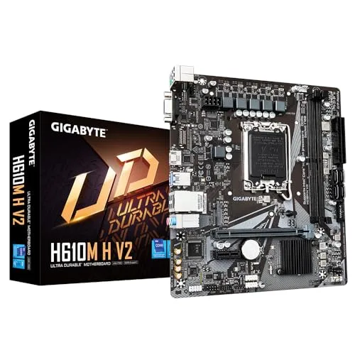 Gigabyte H610M H V2 Motherboard - Supports Intel Core 14th CPUs, 4+1+1 Hybrid Digital VRM, up to 5600MHz DDR5, 1xPCIe 3.0 M.2, GbE LAN, USB  at ₹4,302