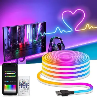 Gesto 5V RGB Neon LED Strip Light 5 Meter – Mobile App & Remote Controlled Neon Rope Lights at ₹569