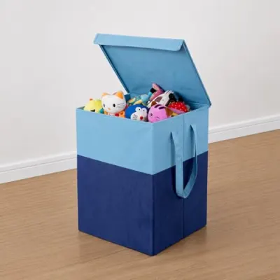 PrettyKrafts 75 L Non Woven Printed Rectangular Foldable Large Laundry Bag/Basket With Lid & Handle, Freestanding Clothes Storage Organizer  at ₹295