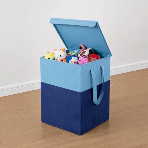 PrettyKrafts 75 L Non Woven Printed Rectangular Foldable Large Laundry Bag/Basket With Lid & Handle, Freestanding Clothes Storage Organizer  at ₹295