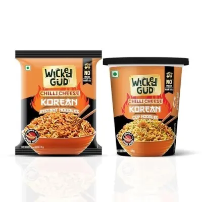 Wickedgud Chilli Cheese Korean Instant Noodles, Combo 74g + 74g | Whole Wheat | No Maida | No Palm Oil at ₹43