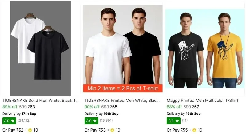 T-Shirts from ₹63
