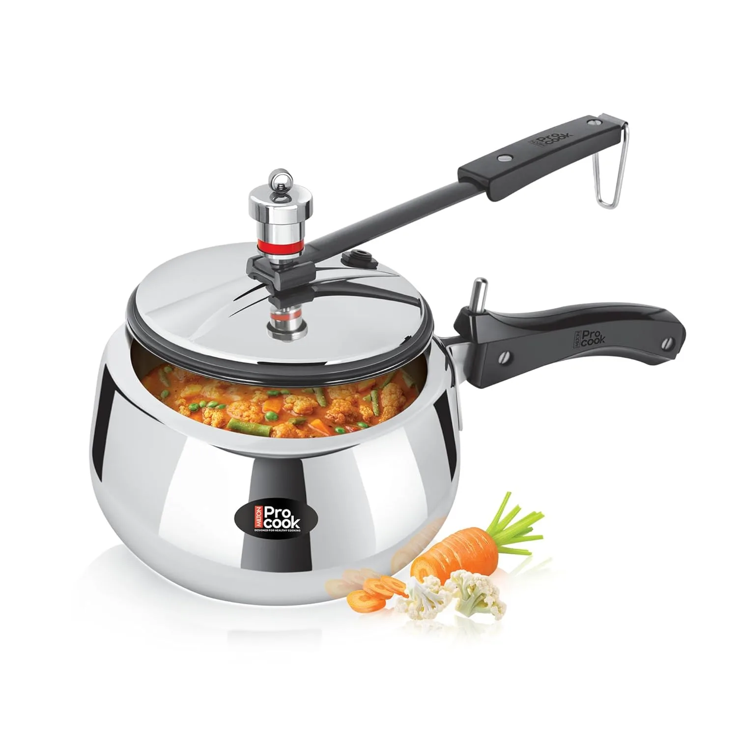 Milton Pro Cook Induction Cookware & Gas Stove Friendly Triply Stainless Steel Curve Pressure Cooker Lid 2 Litre at ₹1,887