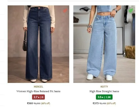 AJIO JEANS & JEGGINGS DEAL ALERT! – MIN. 50% OFF on jeans & jeggings