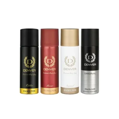 Denver Black Code Nano,Caliber Nano, Honour Nano & Imperial Nano Deo - 50ML Each (Combo Pack of 4) | Long Lasting Deodorant Body Spray for M at ₹242