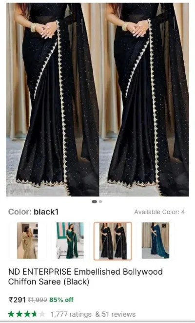 Embellished Chiffon Saree at ₹291