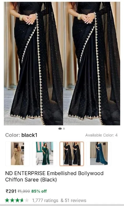 Embellished Chiffon Saree at ₹291