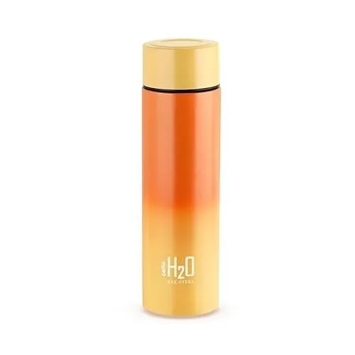 CELLO H2O Luma Stainless Steel Water Bottle For Office Use 1000ml Orange Peach | Single Wall Freezer & Fridge Safe Lightweight & Stylish Lea at ₹293