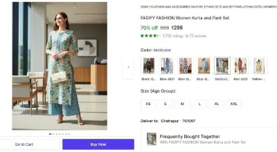 Women Kurta and Pant Set at ₹298