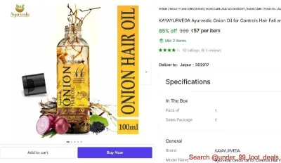 KAYAYURVEDA Ayurvedic Onion Oil, 100ml at ₹57