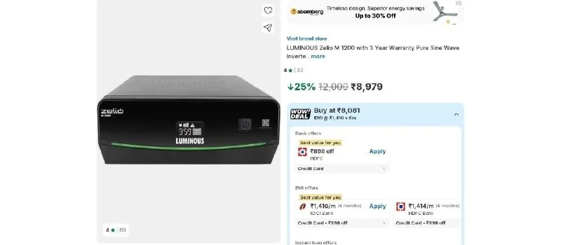 Luminous Zelio M 900 VA Pure Sine Wave Inverter, Luminous Power 700 VA Pure Sine Wave Inverter and 1 more
