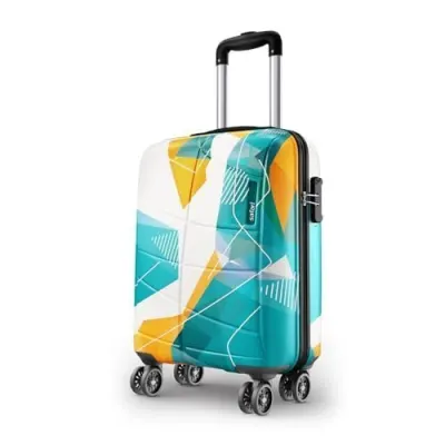 Safari Luma Neo 8 Wheels 55cm Cabin Size Trolley Bag, Hard Case Printed Polycarbonate, 360 Degree Wheeling Carry on Luggage for Men & Women, at ₹1,799