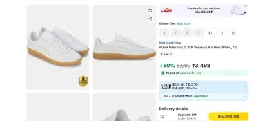 Puma Palermo White Sneaker at ₹3,498