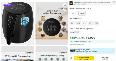 Sansui CRISP PRO Air Fryer (6 L) 1500 W at ₹2,699