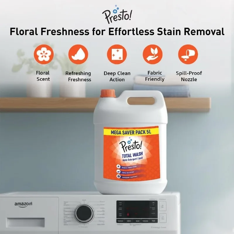 Presto! Total Wash Matic Detergent Liquid | 5 Litre at ₹474