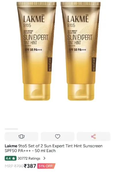 Lakme Sunscreens Upto 51% OFF